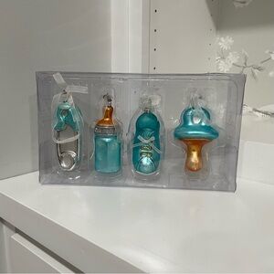 Department 56 Baby Set 4 First Christmas Ornaments Bottle Diaper Pin Bootie Paci